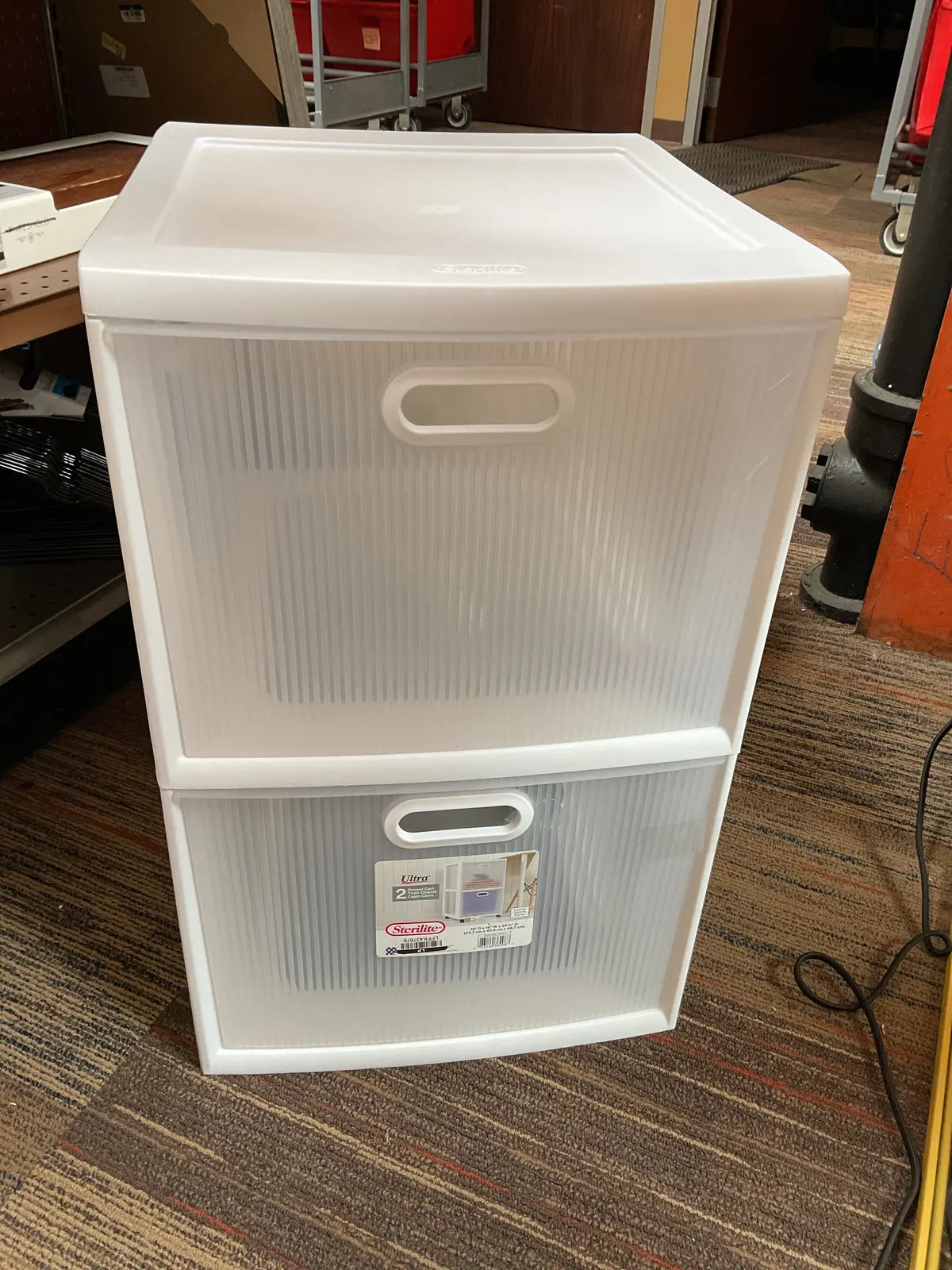 Sterilite Ultra 2-Drawer Storage Cart White (Missing Wheels!) 1