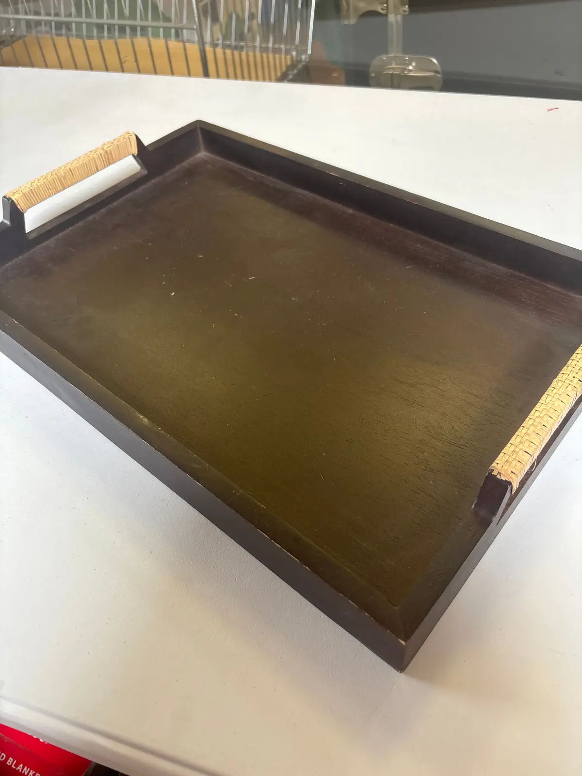Decorative Dark Brown Wood Tray 1