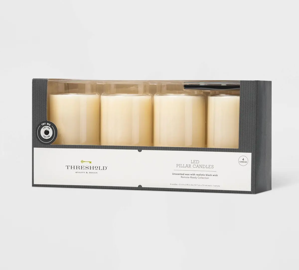 4Pk 5" X 3" Led Flameless Black Wick Candle Cream 1