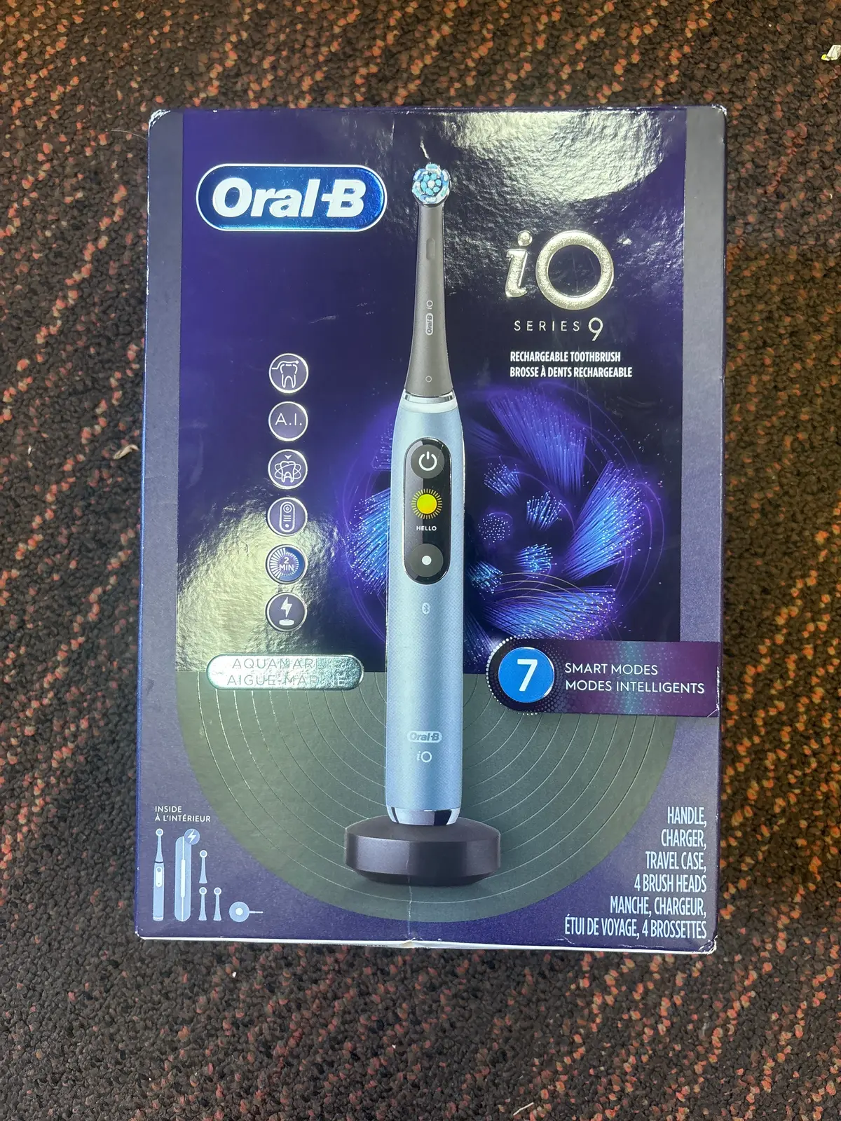 Oral-B Io Series 9 Electric Toothbrush With 4 Brush Heads - Aqua Marine New 1