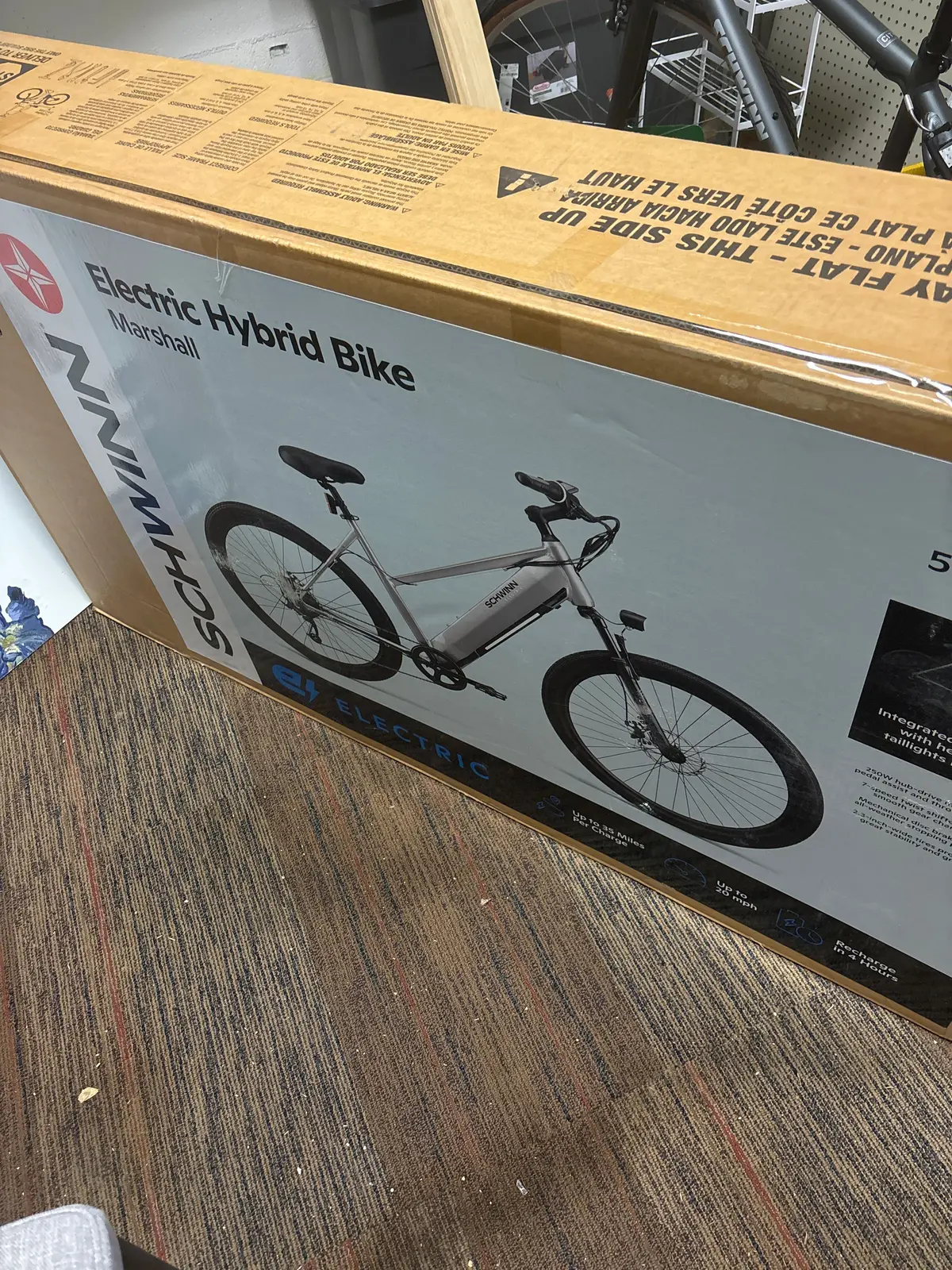 Schwinn Adult Marshall 27.5 Step Over Hybrid Electric Bike Gray -  Boxed 1