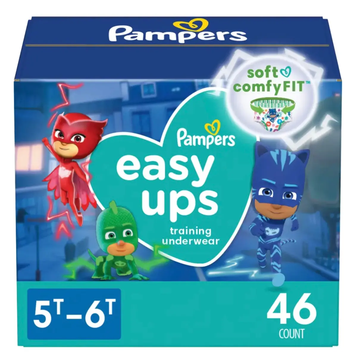 Pampers Easy Up’S Pj Masks Training Underwear Super Pack Size - 5T-6T - 46Ct 1