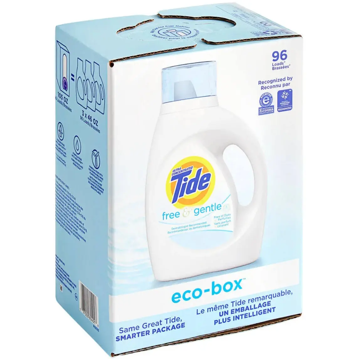 Tide Free & Gentle Liquid Laundry Detergent Eco-Box 1