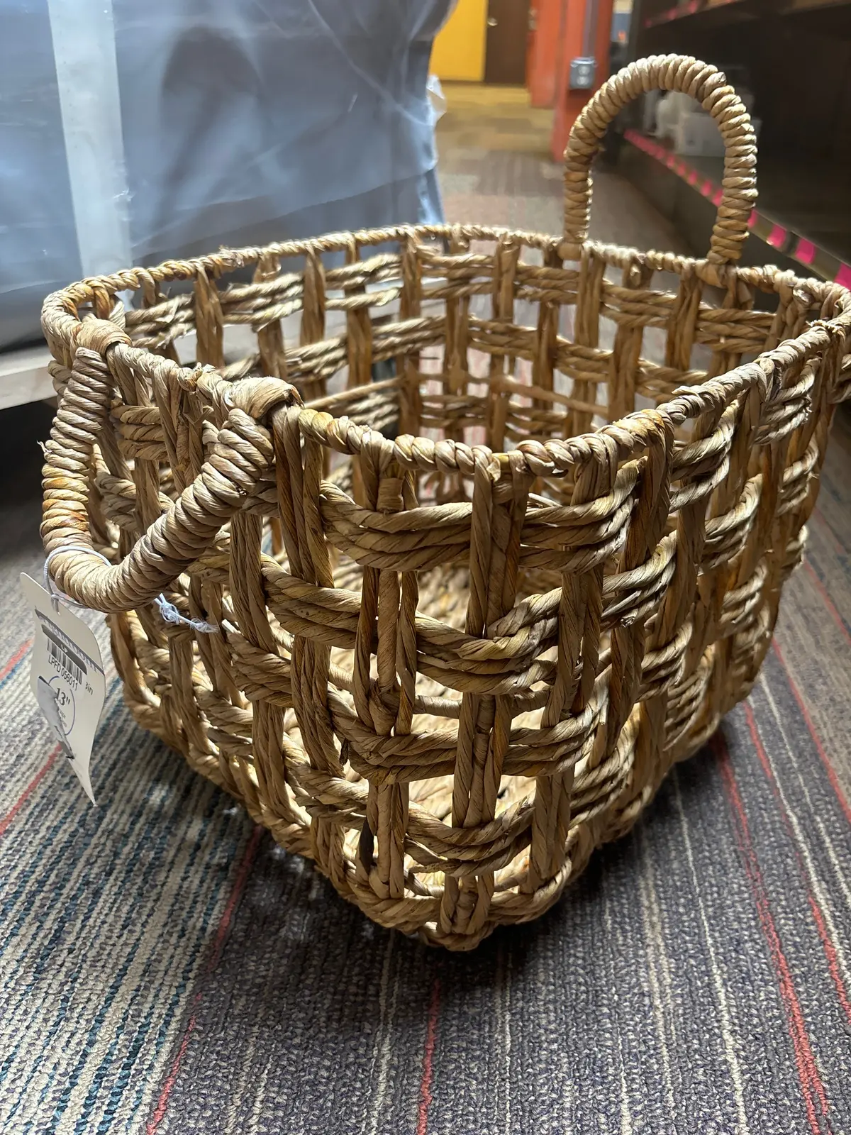 Tall Twisted Open Checkered Weave Basket 1
