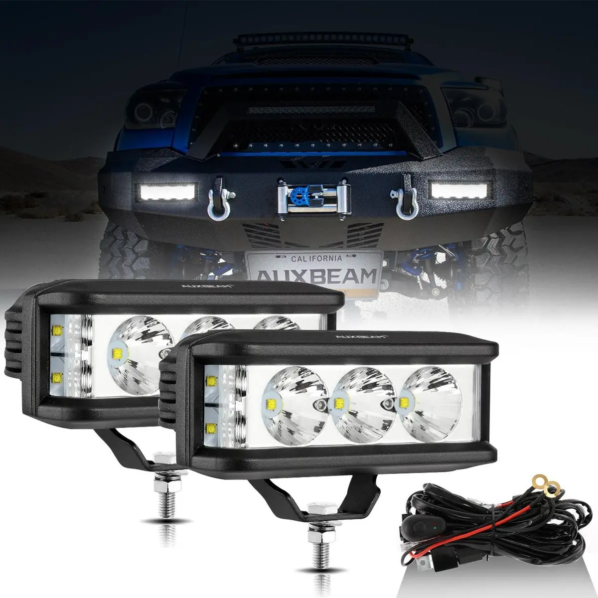 R5 Series | 5 Inch 68W White Square Side Shooter Spot Beam Led Pod Lights Led Light Bar 1