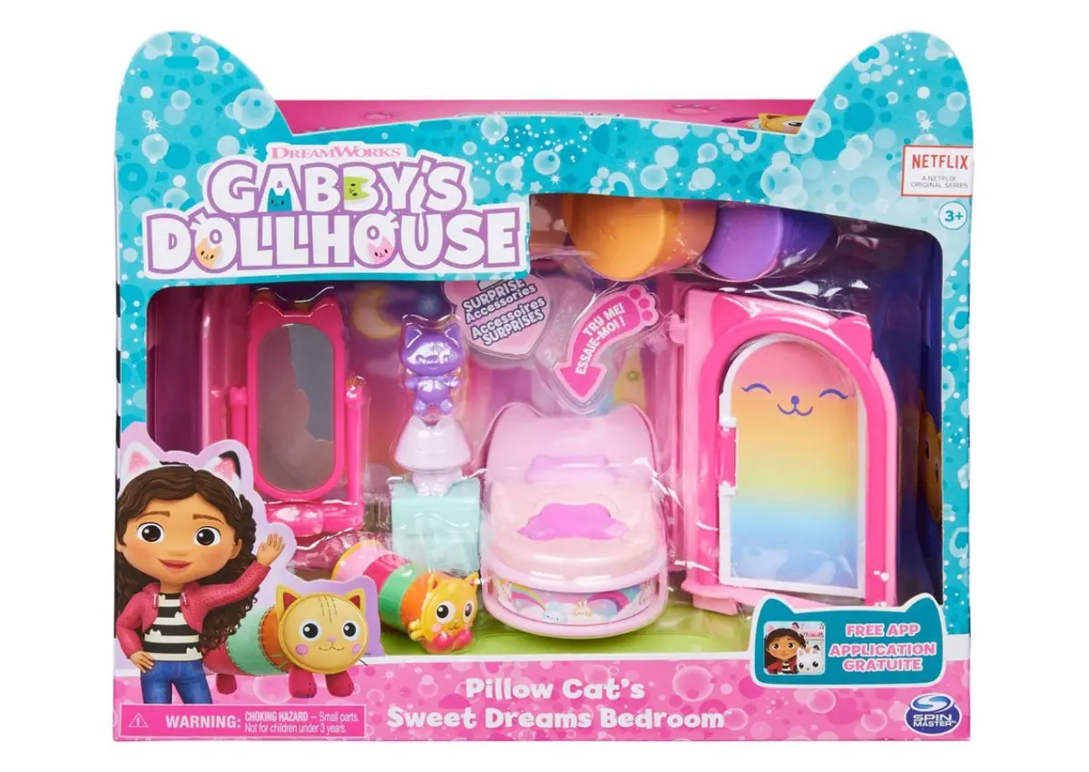 Dreamworks Gabby’S Dollhouse, Sweet Dreams Bedroom With Pillow Cat Figure 1