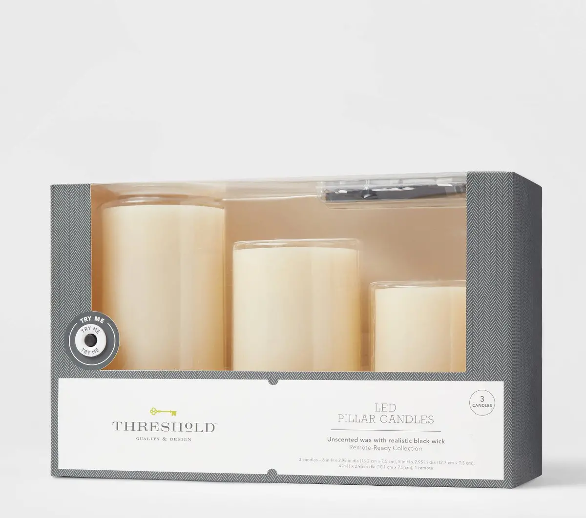 3Pk 6’’X 3’’ Led Flameless Black Wick Candle Cream 1