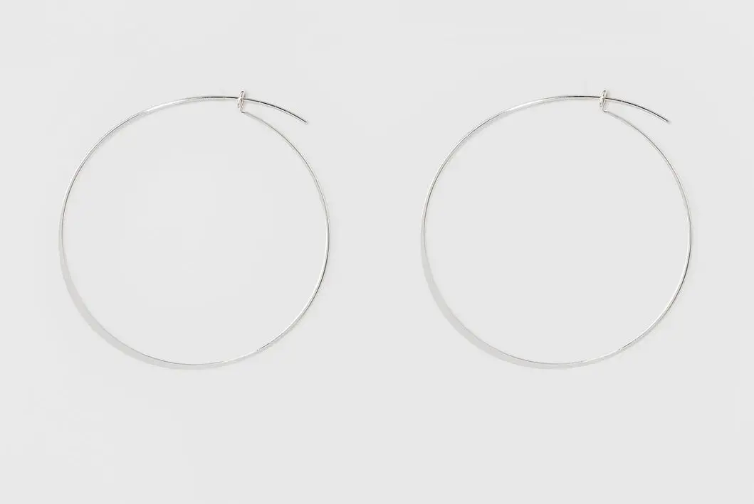 Thin Hoop Earrings - Silver 1
