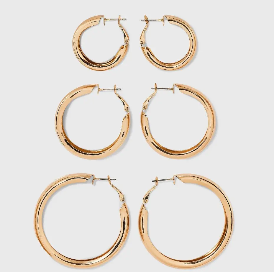 Wide Hoop Earrings - Gold 1