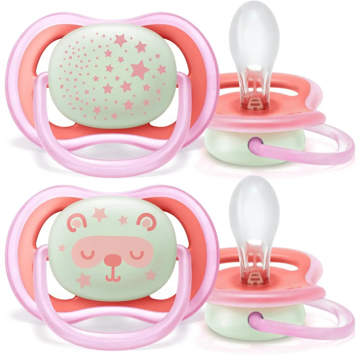 Avent Ultra Air Nighttime Pacifier 6-18M - Pink - 2Pk 1