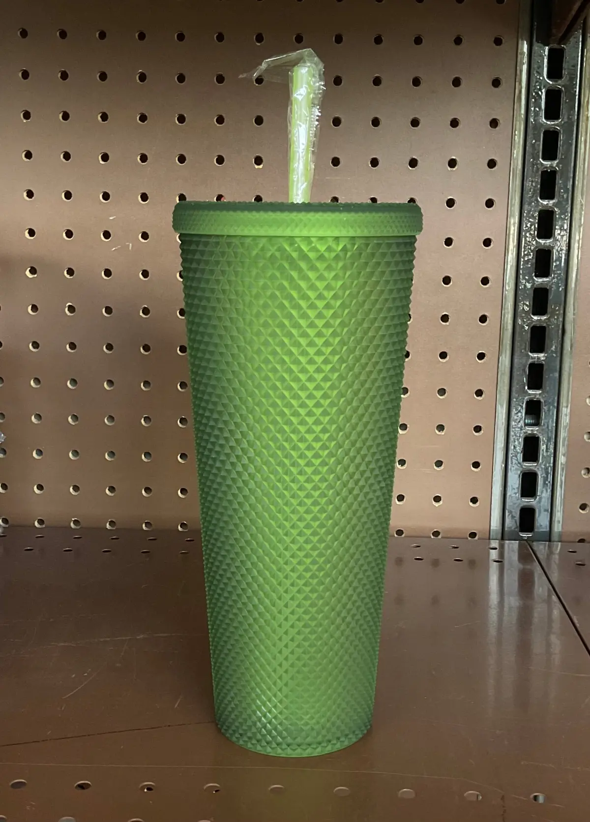 Green Plastic Tumbler W/ Straw - 26.2Fl. Oz. - Retail 1