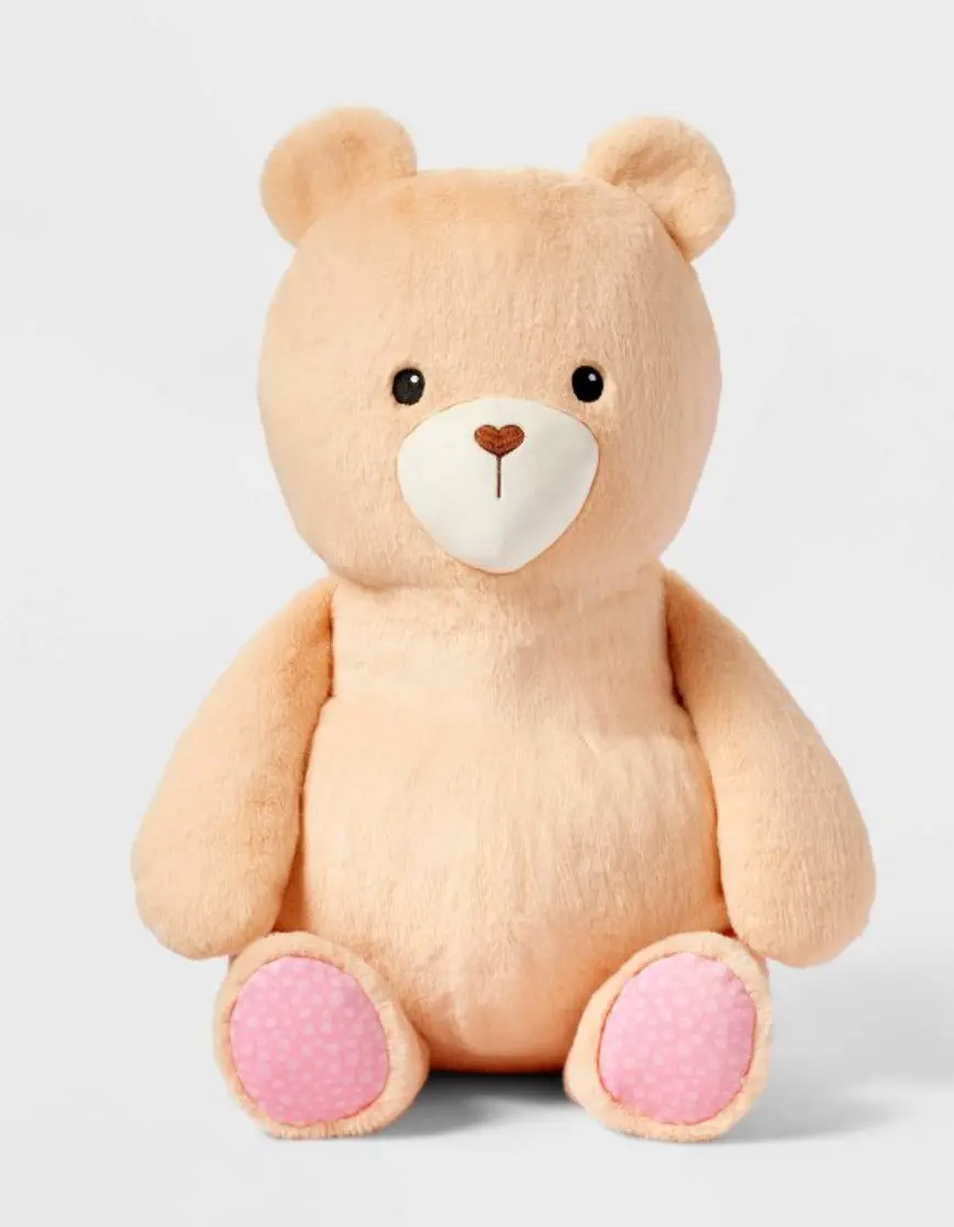 20" Tan Bear Stuffed Animal With Heart Shaped Nose 1