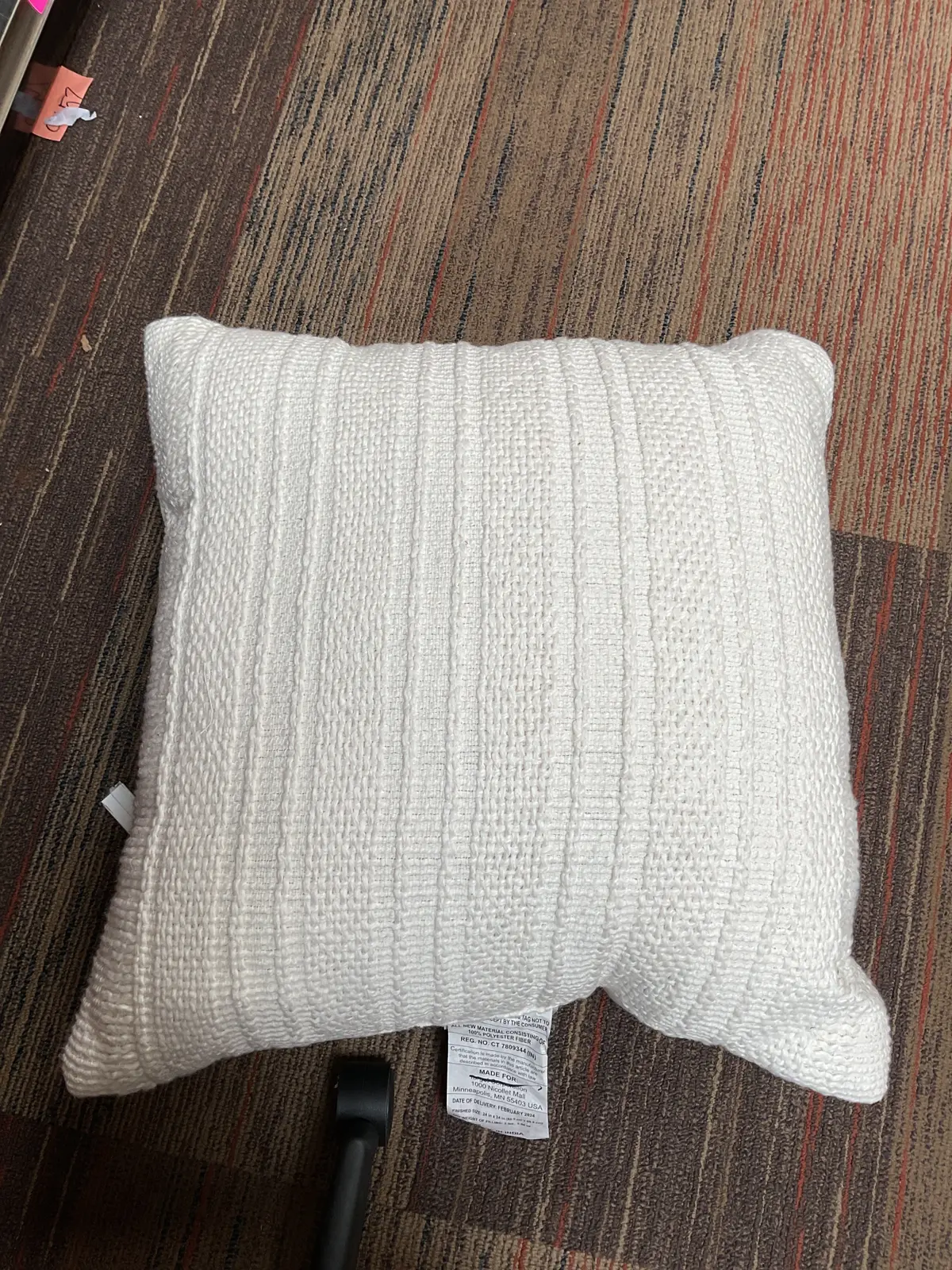 Oversized Textural Woven Square Throw Pillow Cream 1