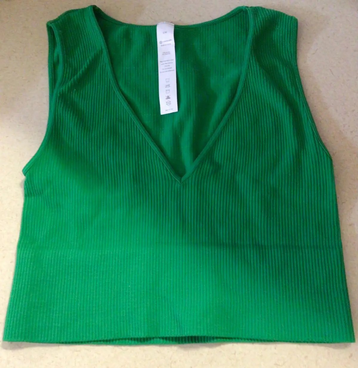 Girls V Neck Crop Shirt - Green S/M 1