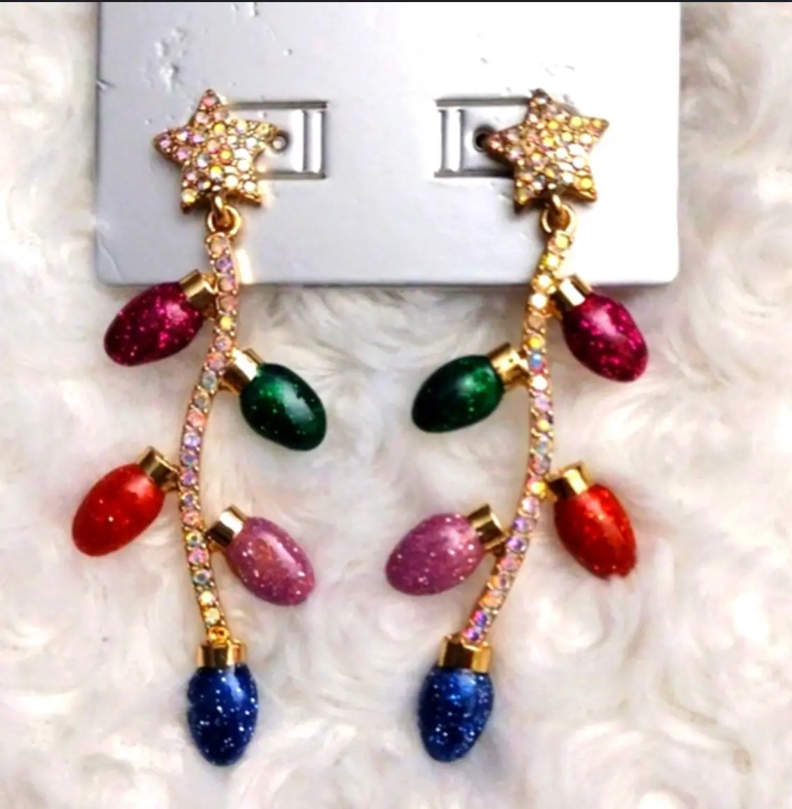 Let's Get Lit Christmas Light Dangly Earrings 1