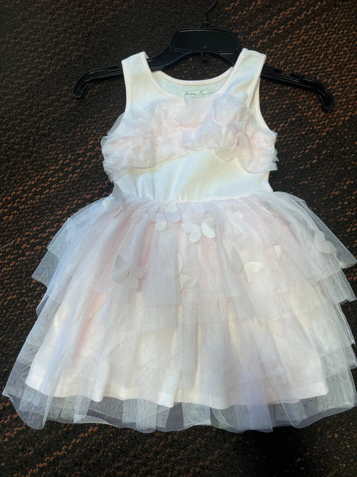 Kids Dress - Pink Ruffles W Butterflies 1