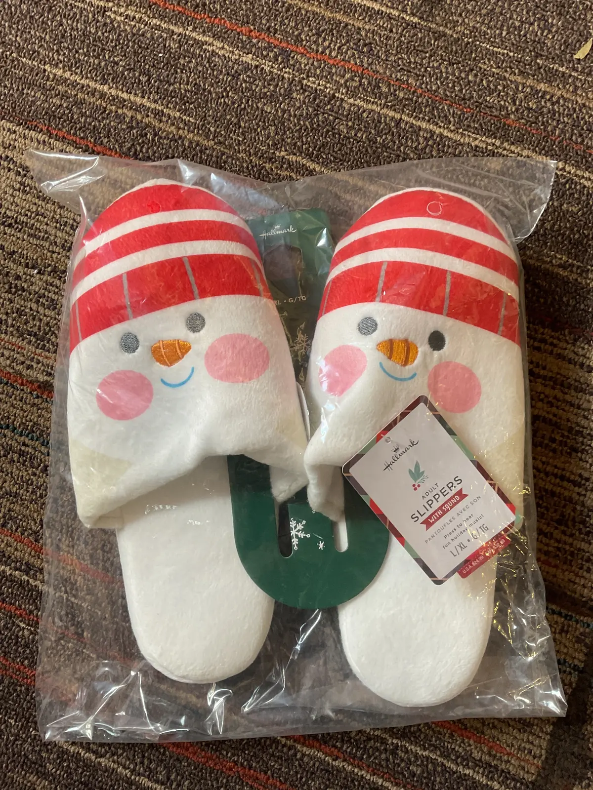 National Brand Christmas Adult Slippers W/Sounds!- L/Xl 1