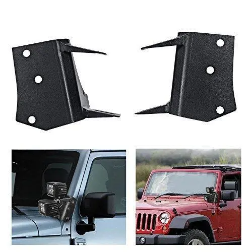 2Pcs Black Dual A-Pillar Light Lower Windshield Hinge Mounting Brackets Led Working Pod Light Bar Mounts For Jeep Wrangler Tj 1997-2006 1