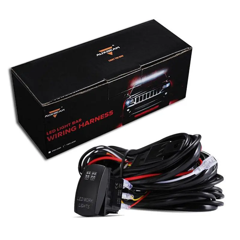 (2 Leads)Led Light Bar Rocker Switch With 3Pcs Switching Lines Wiring Loom Harness Kit With Fuse And Relay 1