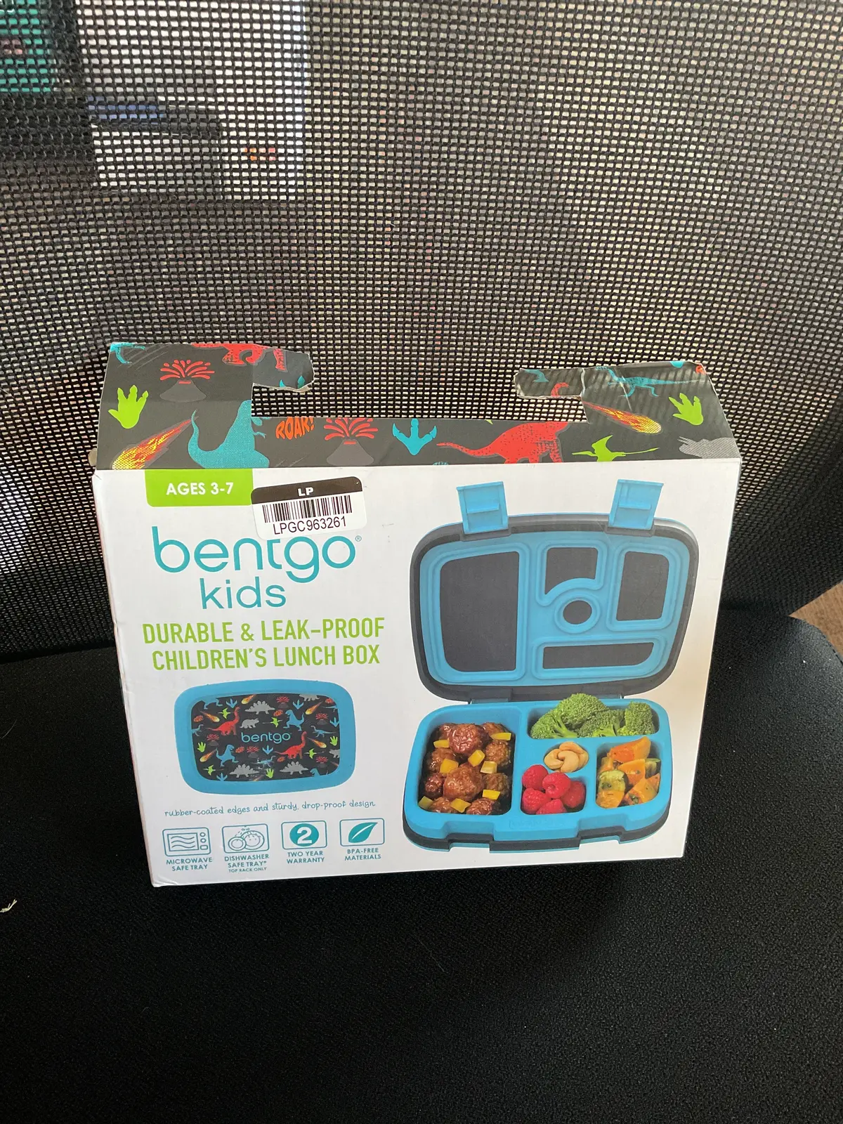 Bentgo Kids' Brights Leakproof, 5 Compartment Bento-Style Kids' Lunch Box - Blue Dinosaurs 1