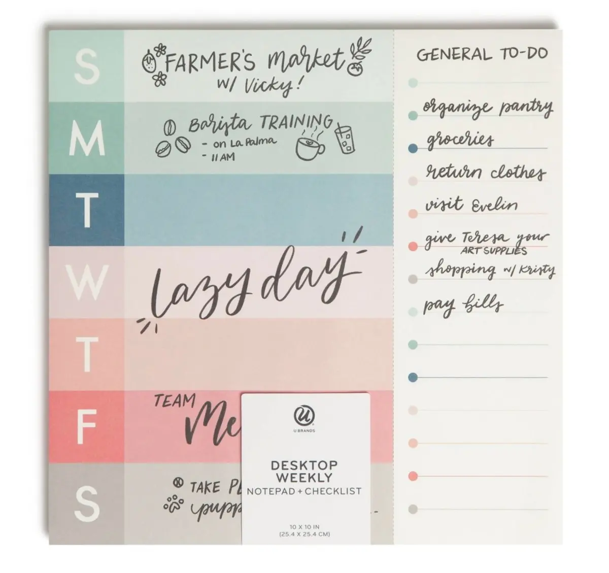 U Brands 10''X10" Weekly Combination Pad - Coral Chic 1
