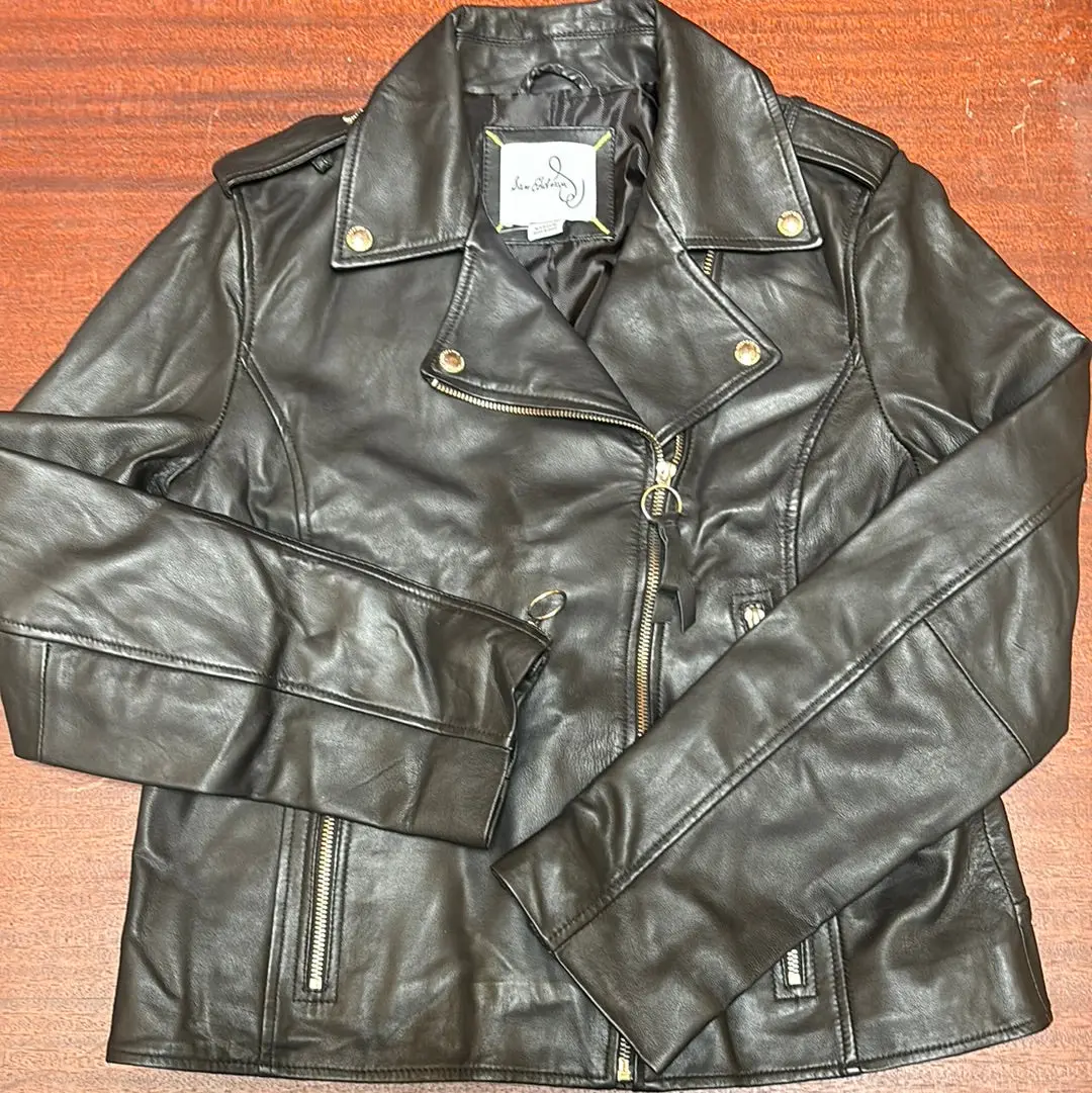 Sam Edelman Women’S Black Leather Jacket - Medium 1