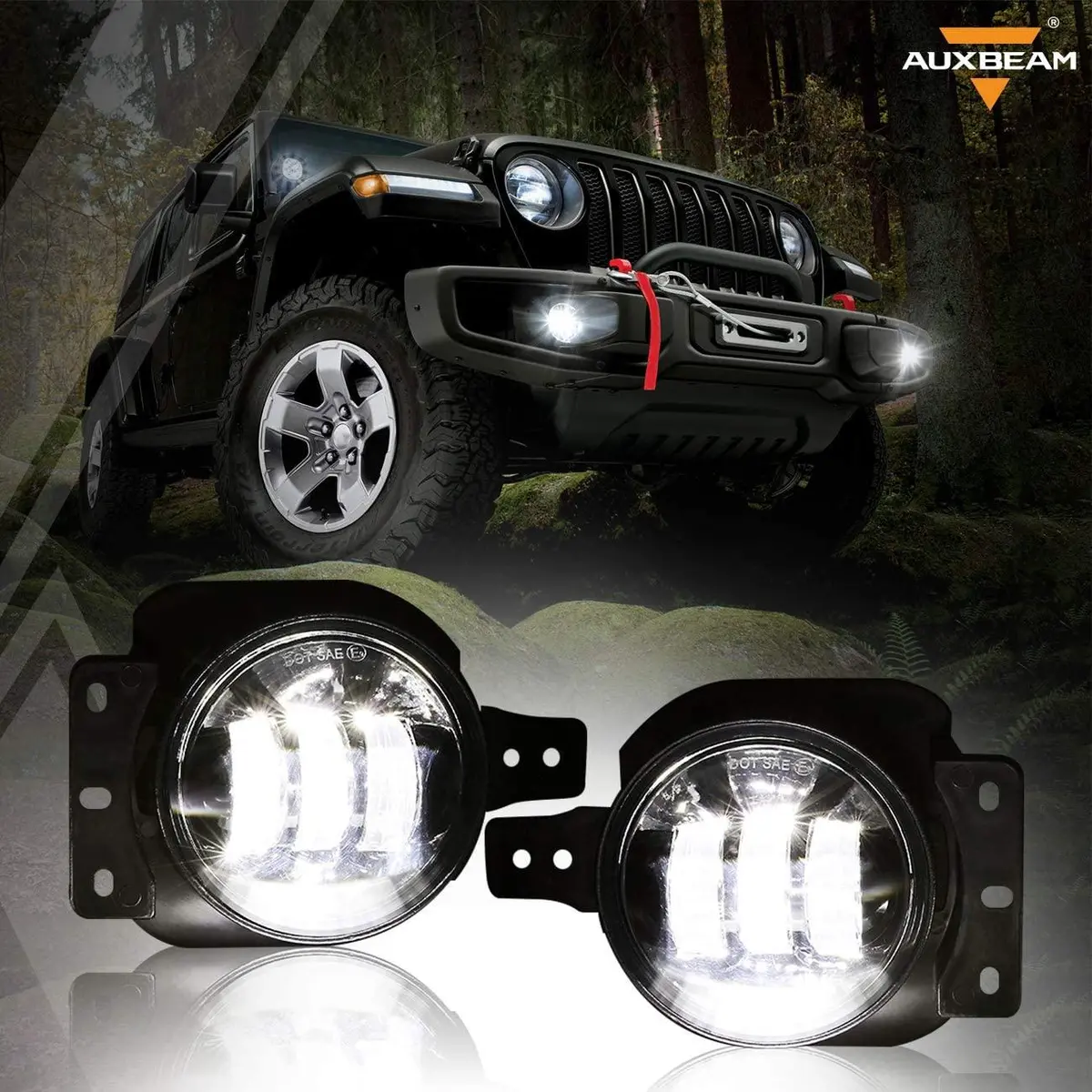 (2Pcs/Set) 4 Inch Round Led Fog Lamps With 2 Brackets For 2018 2019 2020 Jeep Wrangler Jl Jlu Jeep Gladiator Jt 1