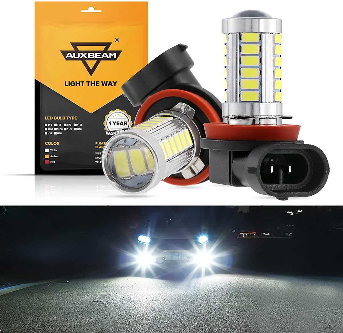 H11 H9 H8 H16jp Led Fog Light/Drl Bulbs 50W 4000Lm 6500K White 33Led Series | 2 Bulbs 1