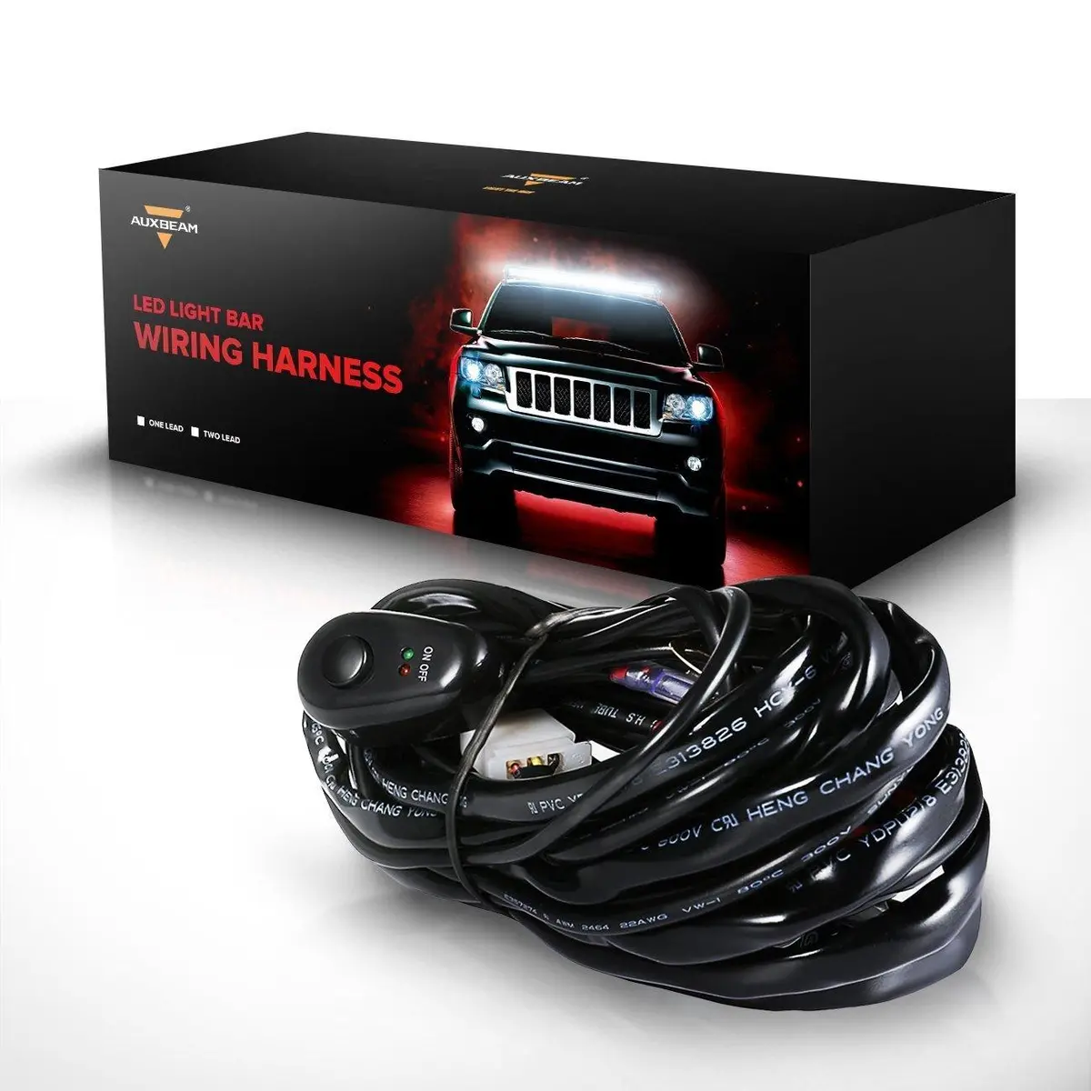 (1 Lead) Led Light Bar Wiring Harness Kit With Fuse Relay On/Off Switch For Led Off-Road Driving Work Light 1