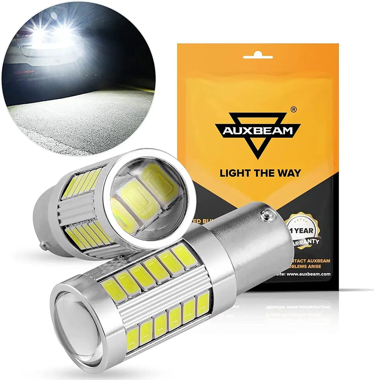 1156 P21w Ba15s Led Brake/Reverse/Parking/Tail/Turn Singnal Light Bulbs 50W 8000Lm Cool White/Amber/Red 33 Series | 2 Bulbs 1