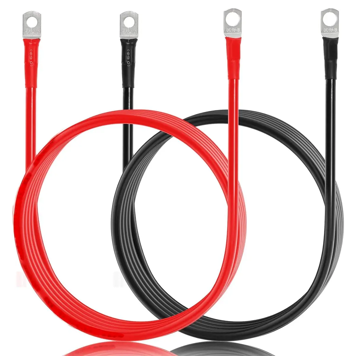 7Ft 7Awg Battery Cables Tinned Copper Ring Terminal Lugs Battery Wires 1