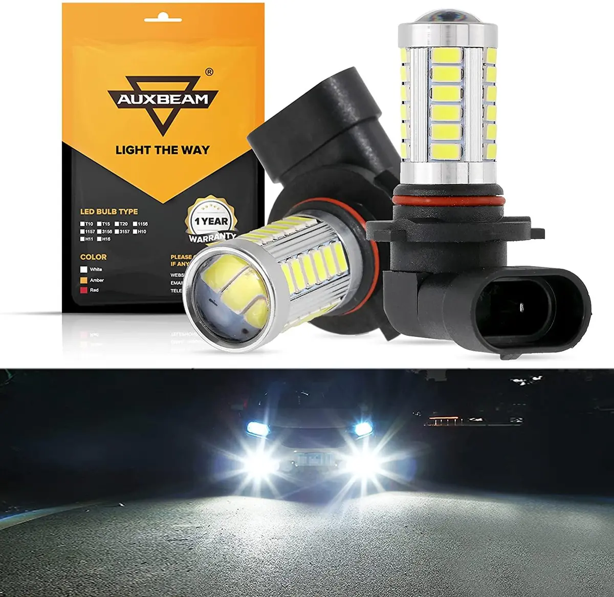 H10 9145 9140 Hb3 Led Fog Light/Drl 50W 4000Lm 6500K White 33Led Series | 2 Bulbs 1
