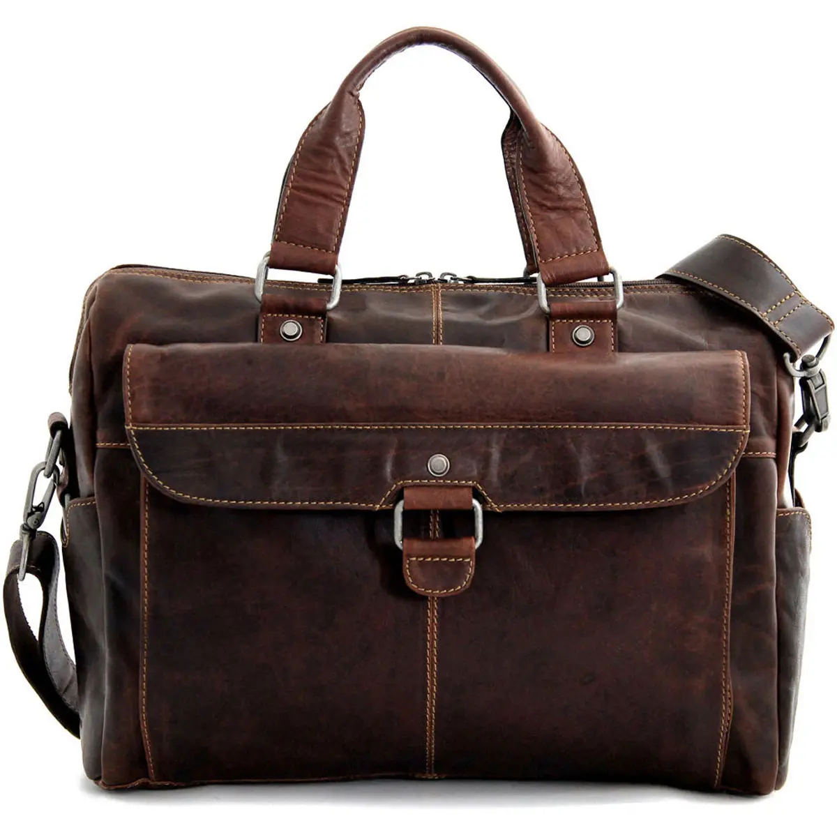 Jack Georges Voyager Zippered Briefcase With Front Flap Pocket 7316 1