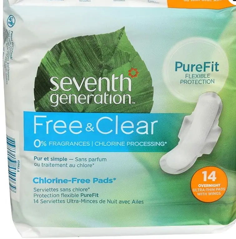 Seventh Generation Ultrathin Pads Overnight With Wings Chlorine Free - 14 Count 1