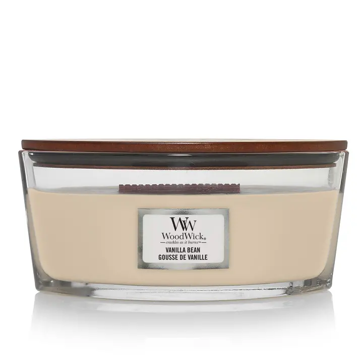Woodwick Geurkaars Ellipse Vanilla Bean - 9 Cm / 19 Cm - Geurkaars In Glas - Houten Lont 1