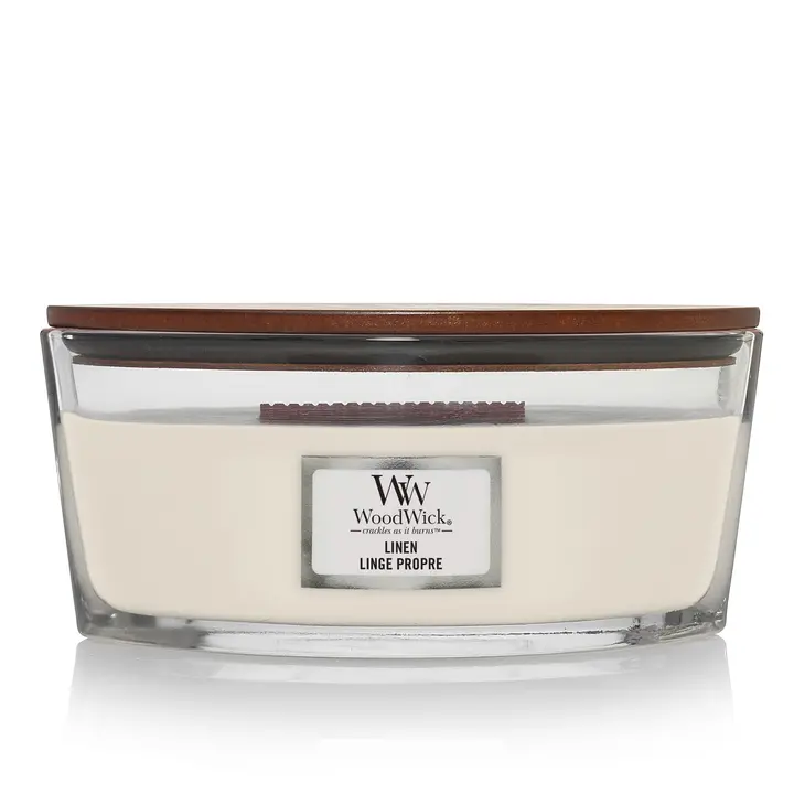 Woodwick Geurkaars Ellipse Linen - 9 Cm / 19 Cm - Geurkaars In Glas - Houten Lont 1