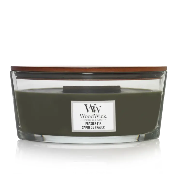 Woodwick Geurkaars Ellipse Frasier Fir - 9 Cm / 19 Cm - Geurkaars In Glas - Houten Lont 1
