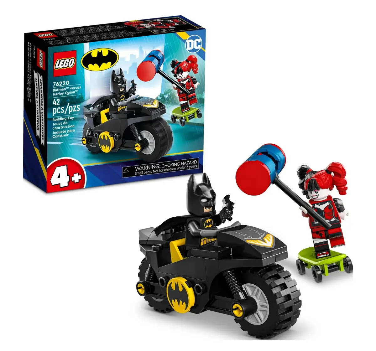 Lego Dc Batman Versus Harley Quinn, Superhero Action Figure Set With Skateboard And Motorcycle Toy For Kids 1