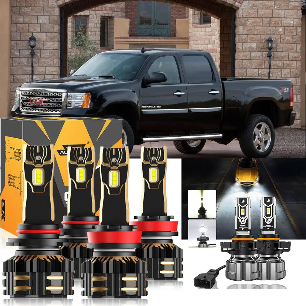 For 2007-2014 Gmc Sierra 3500 Hd 9005 H11 Led Headlight Bulbs Bundle 1