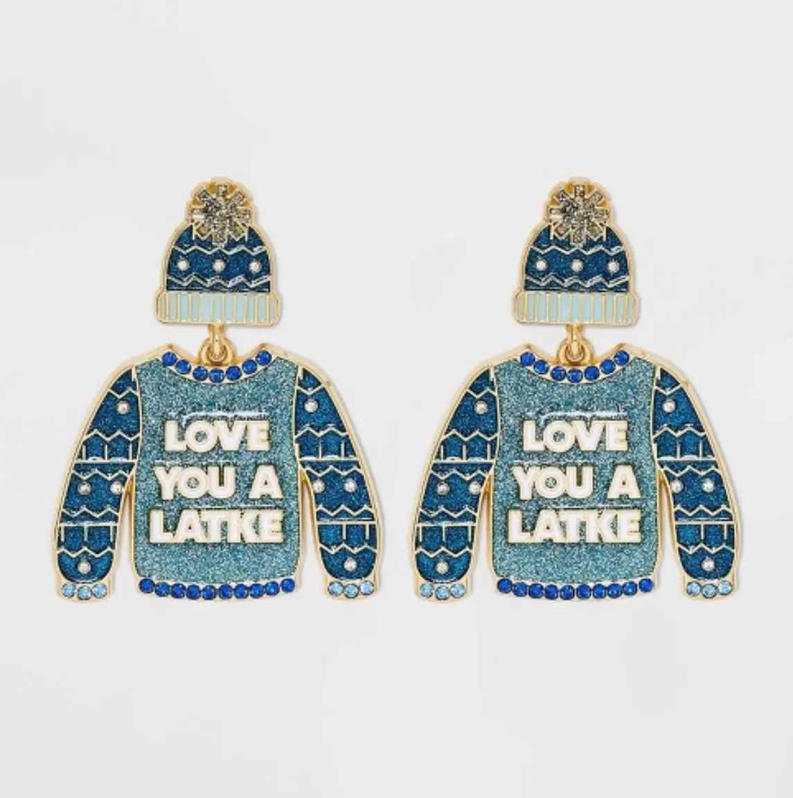 Love You Like A Latke Earrings- Blue 1