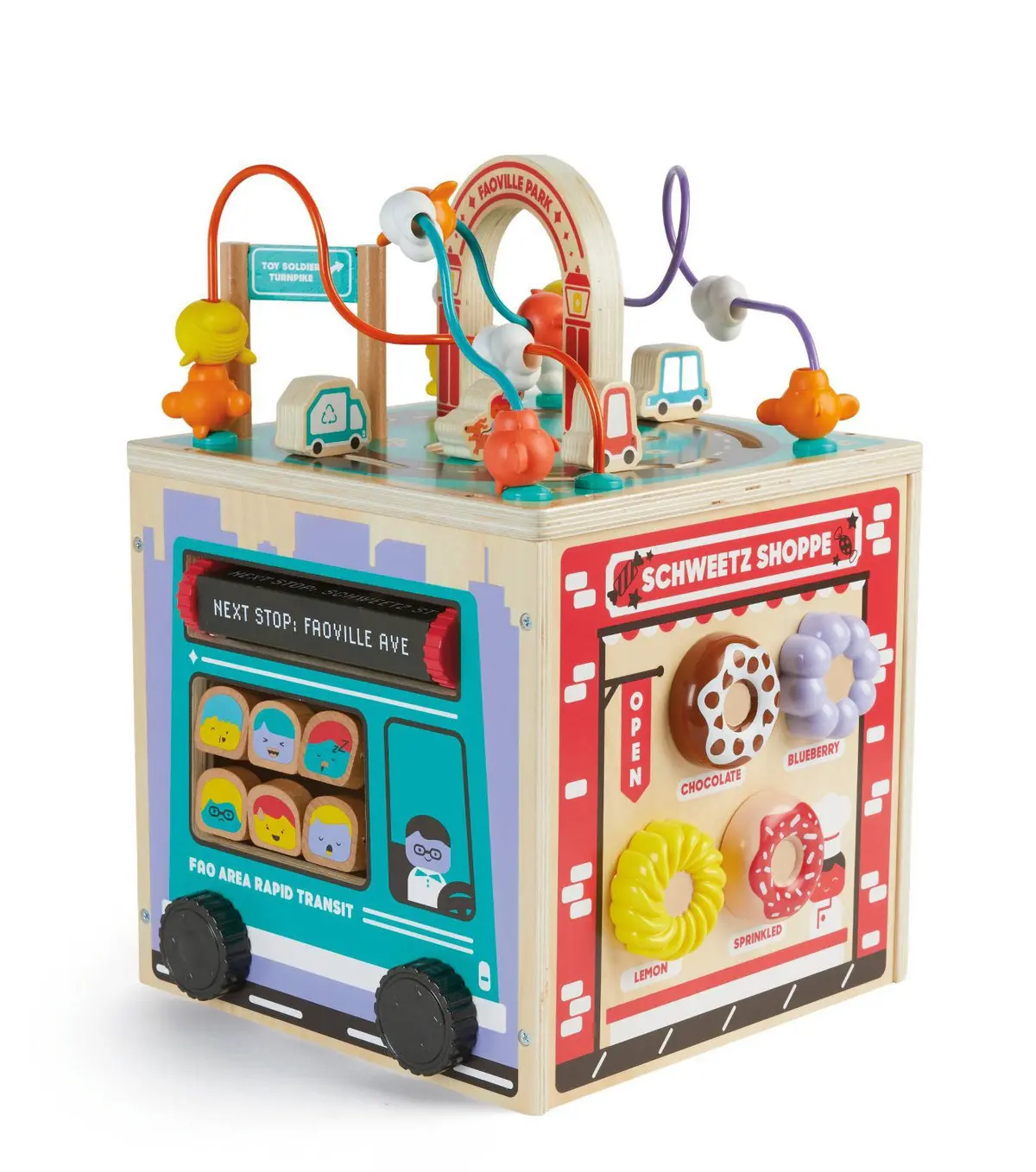 Fao Schwarz Busy City Wooden Activity Cube 1