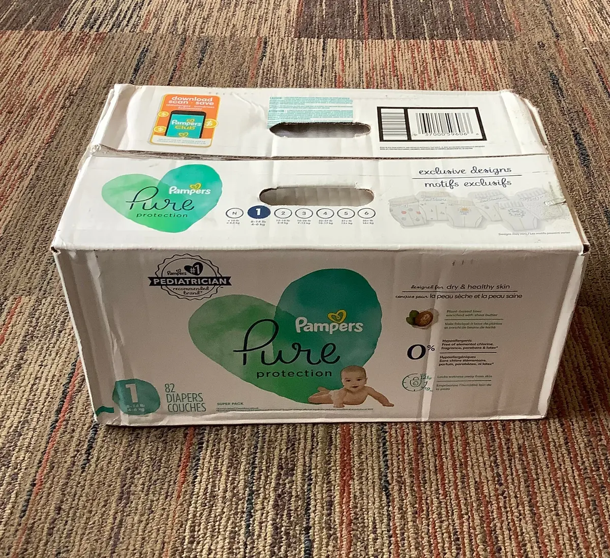 Pampers Pure Protection Diapers Super Pack - Size 1 - 82Ct 1