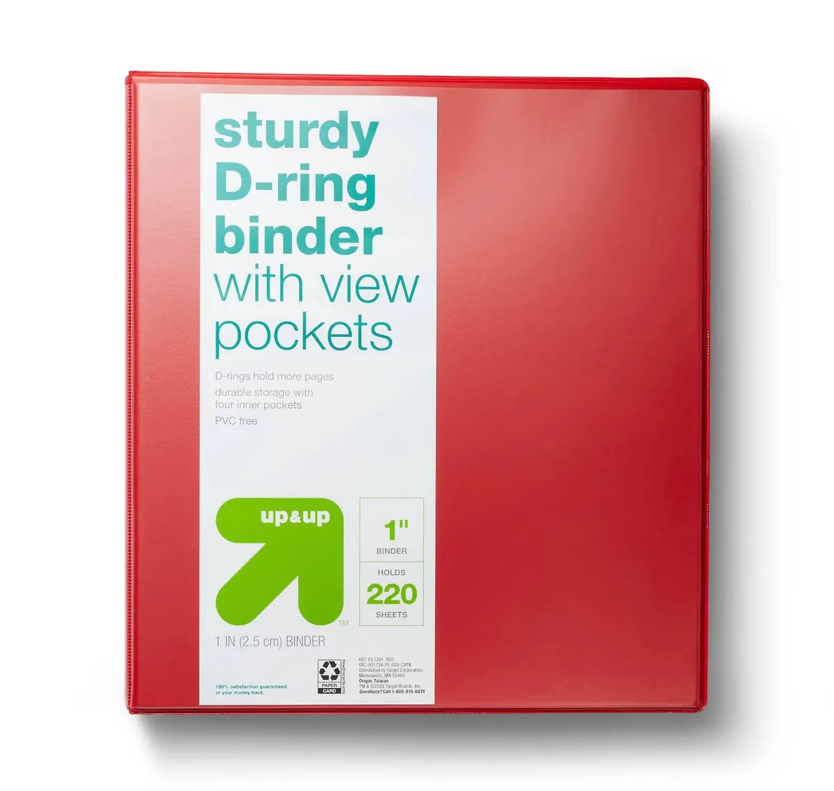 1” 3 Ring Binder Clear View Red 1