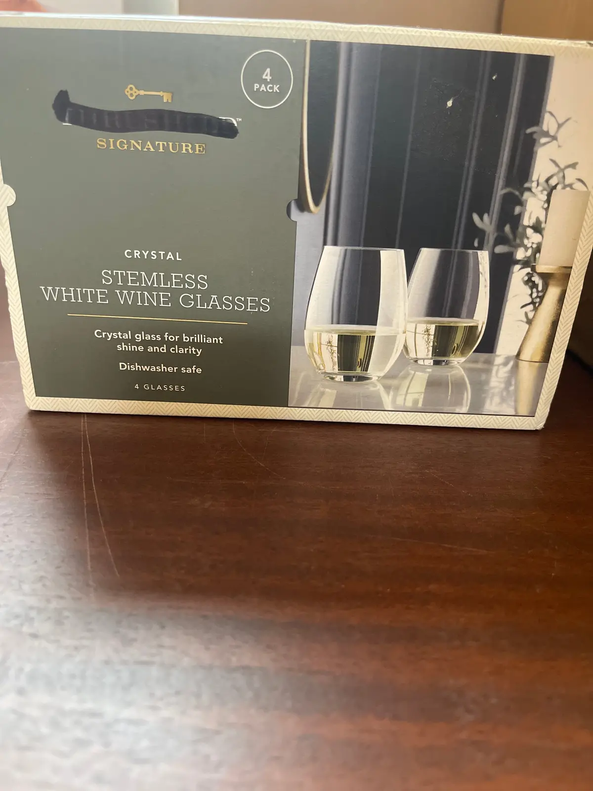 4Pk Geneva Crystal Stemless 15.7 Oz Wine Glasses White 1