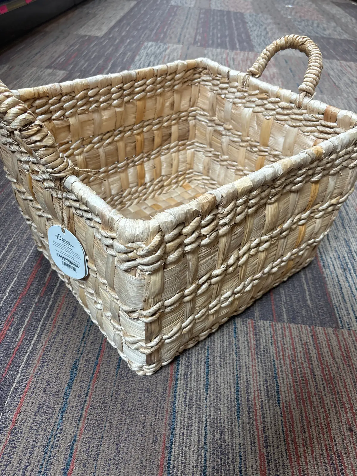 Natural Banana Woven Rectangular Floor
Basket 1