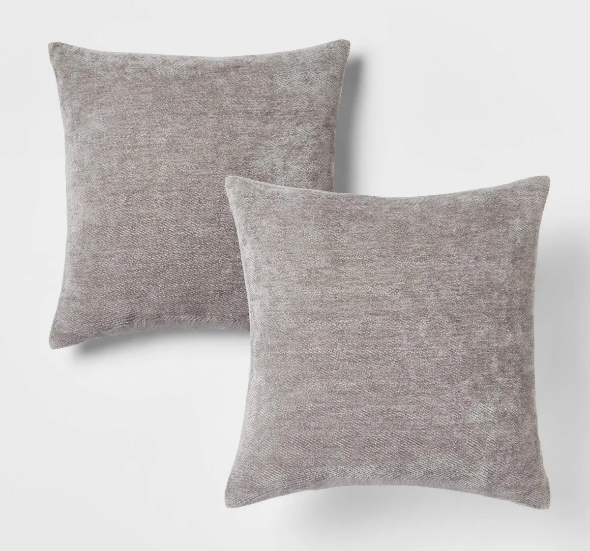 2Pk Chenille Square Throw Pillows Gray 1