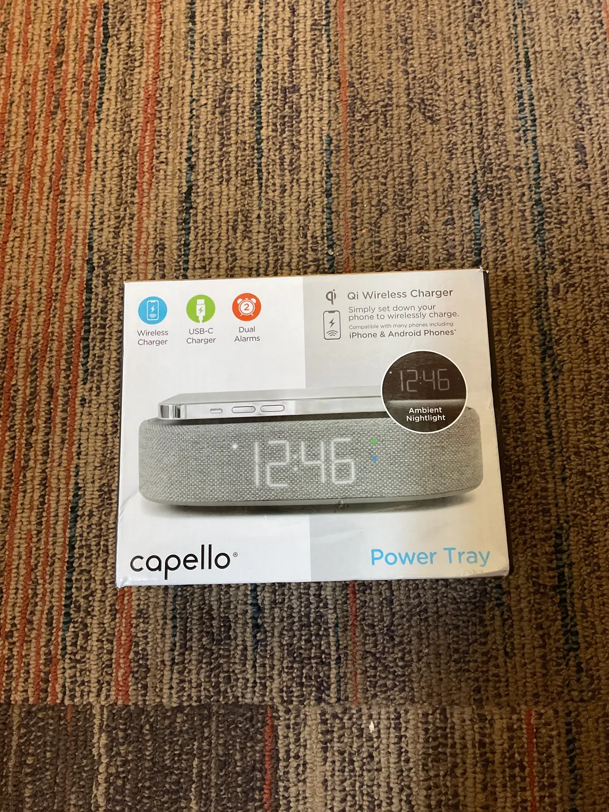Power Tray Alarm Table Clock Gray - Capello 1