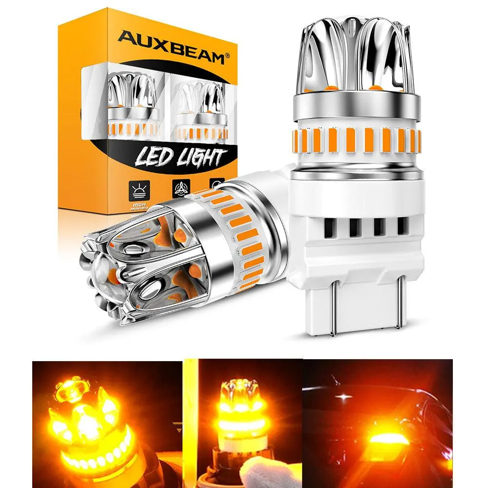 T25 3157 3156 Led Turn Signal Light Rear/Front, Side Maker Light Bulbs 14W 6000Lm Can-Bus Error Free 3000K Amber Y2 Series | 2 Bulbs 1