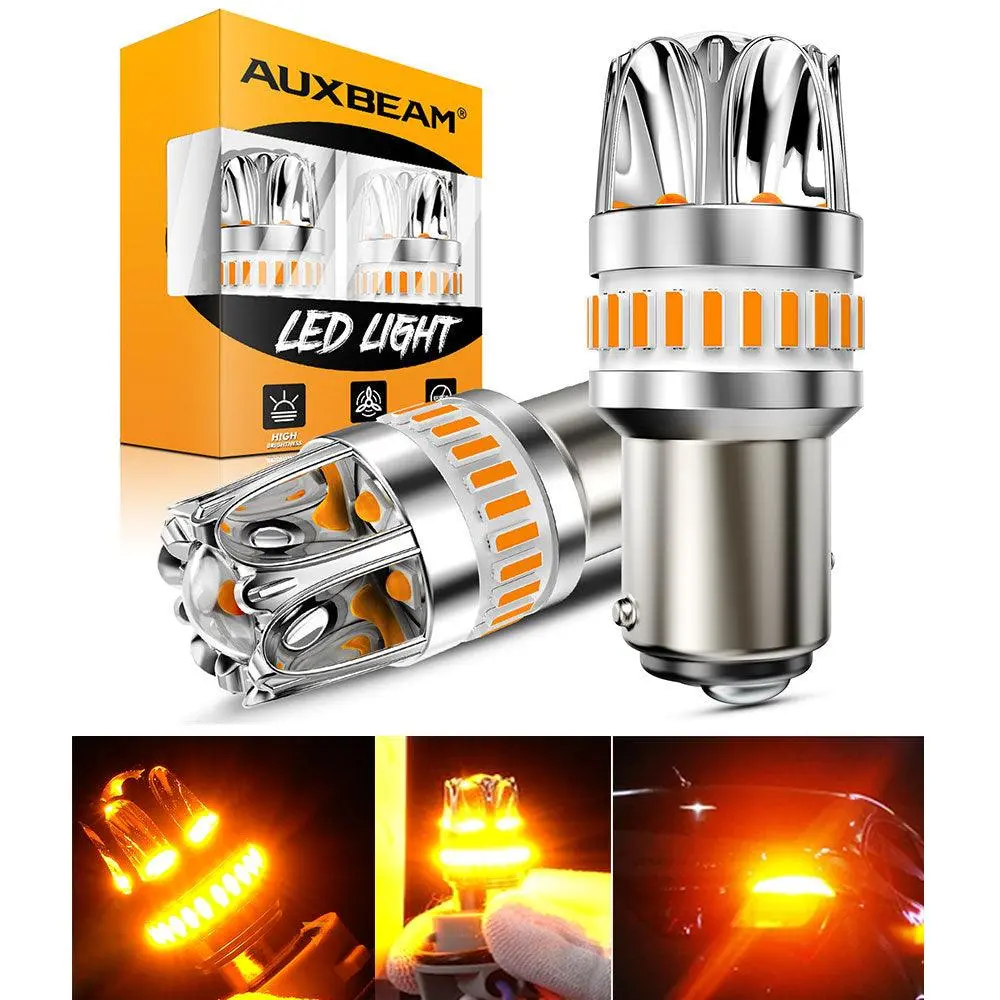 1157 Bay15d Led Turn Signal Light Rear/Front, Side Maker Light Bulbs 14W 6000Lm Can-Bus Error Free 3000K Amber Y2 Series | 2 Bulbs 1