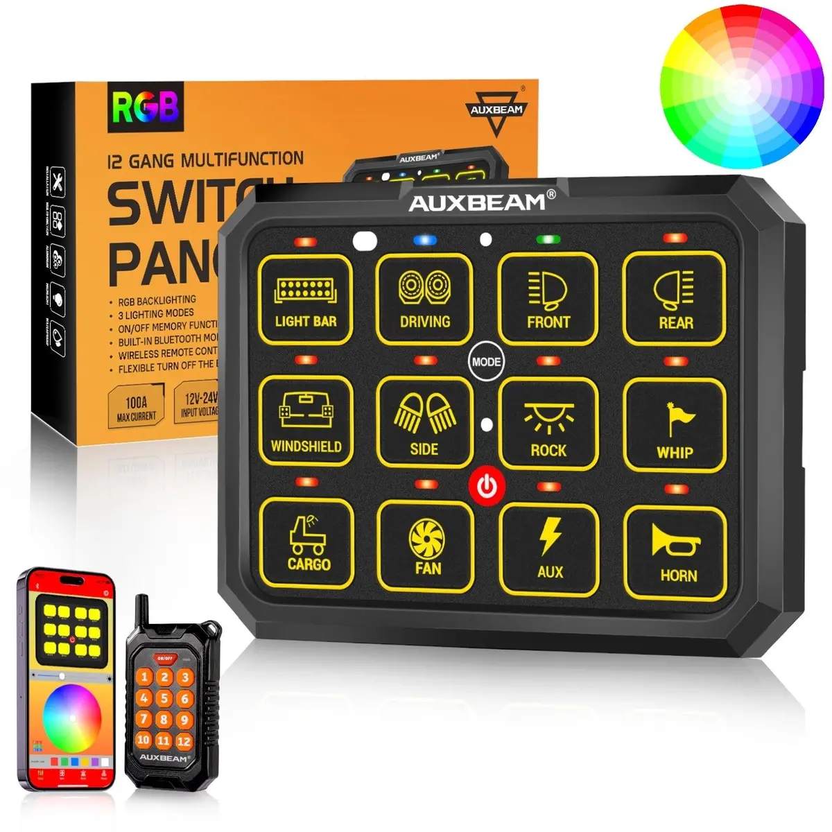 Ac Series 12 Gang (Ac-1200) Rgb Switch Panel With App&Remote Control, Toggle/ Momentary/ Pulsed Mode Supported(One-Sided Outlet) 1
